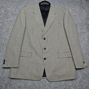 Countess Mara 46 L Silk Wool Houndstooth Sport Jacket Coat Preppy Gerry MALOOF'S
